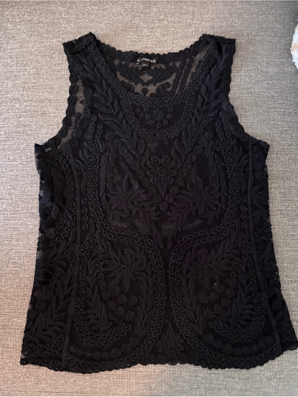 Express Black Lace Embroidered Sleeveless top